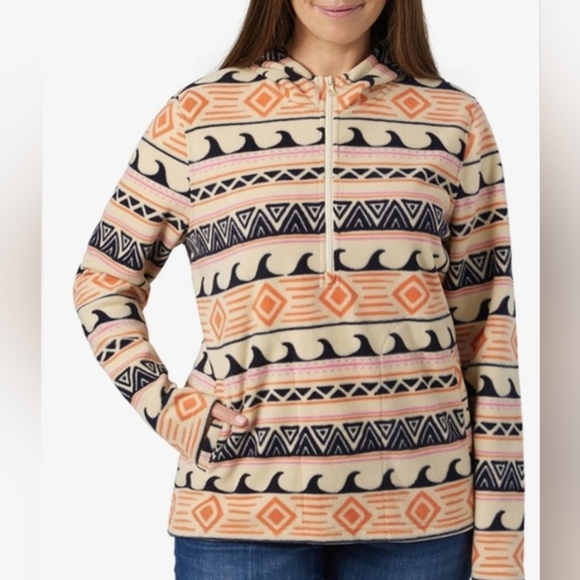 O'Neill Sweaters - NWT O'Neill Cream and Pink Fleece Jacket-Size XXL